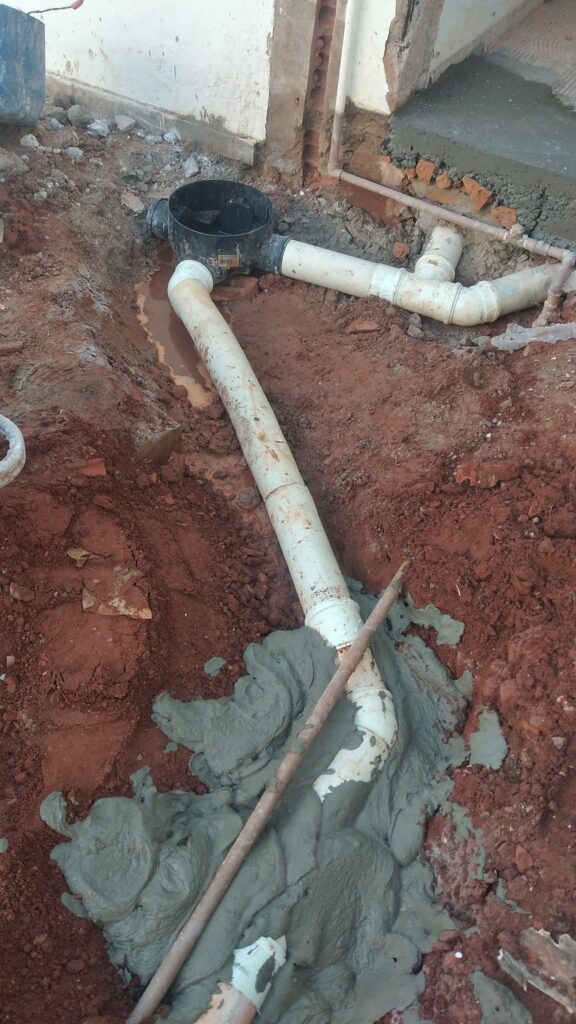 instalação de uma caixa de passagem